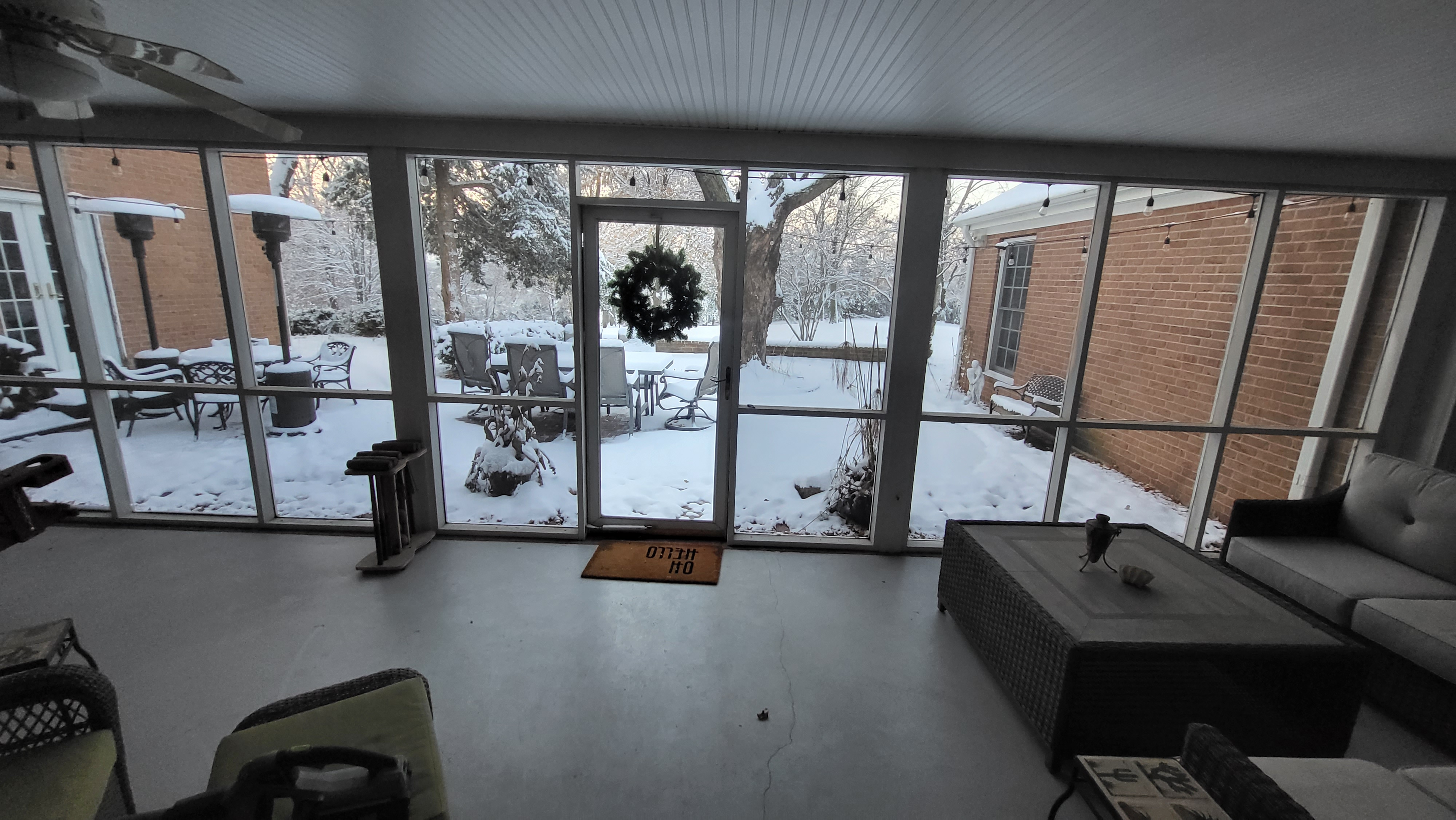 Inside screened porch.